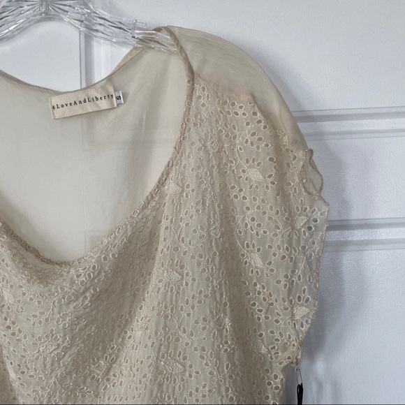 Johnny Was Top Silk Cream Sheer Eyelet NWT - Picture 4 of 15